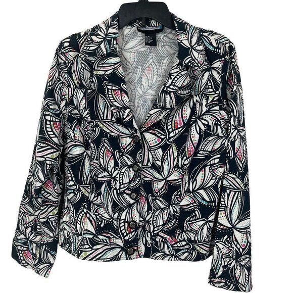 Requirements women collared long sleeve print button front jacket size 16 - Picture 1 of 6